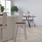 Merrick Lane Dothan Metal Dining Stool with Curved Slatted Back and Textured Wood Seat